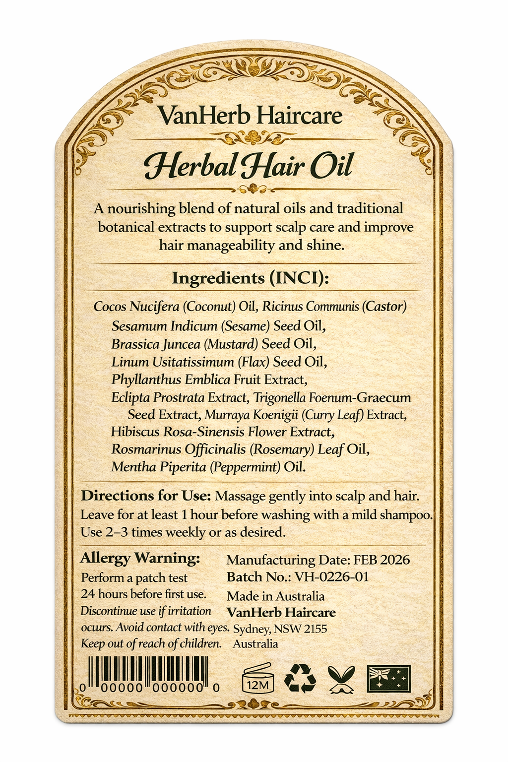 Vanherb Haircare Oil